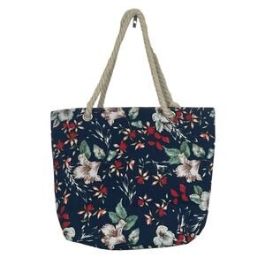 Floral Zip Top‎ Tote Bag Large Purse